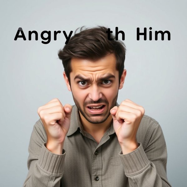 The expression "angry with him"