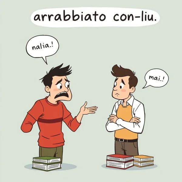 L'espressione "arrabbiato con lui"