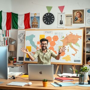 Master Italian with entusiasta del progetto expression