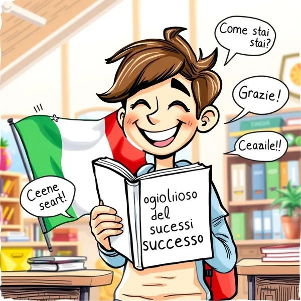 Meaning of Orgoglioso del successo in Italian