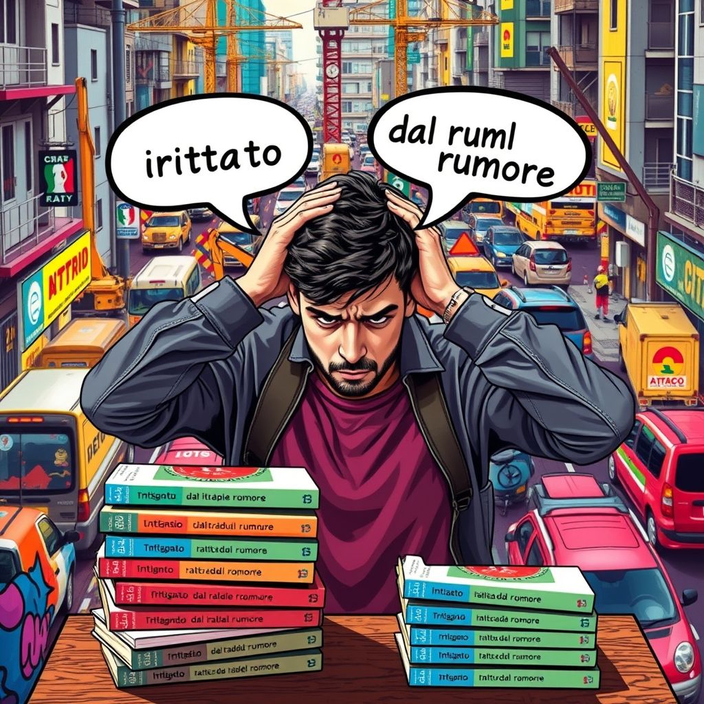 Irrité par le bruit signification grammaire et utilisation irritato dal rumore