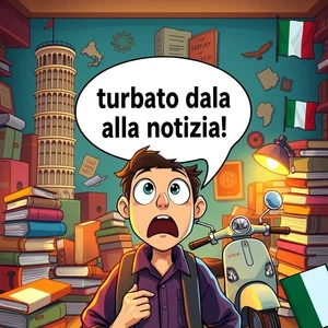 turbato dalla notizia significado gramática y uso natural en italiano