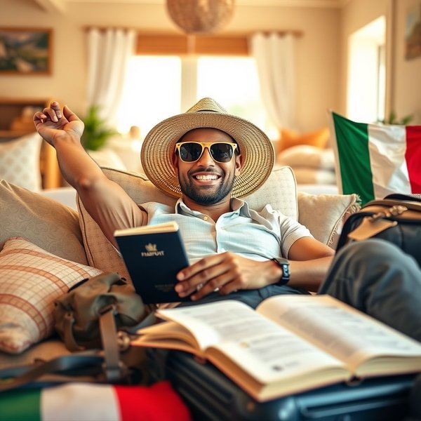 Person ist vollkommen rilassato dopo la vacanza