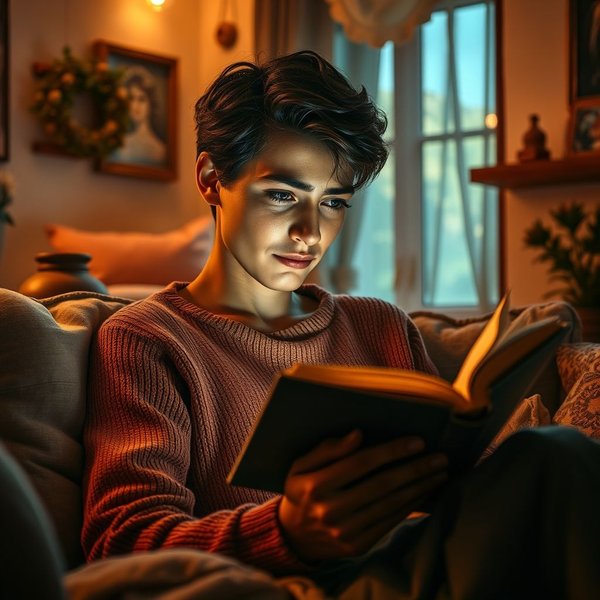 Una persona che si commuove leggendo una storia