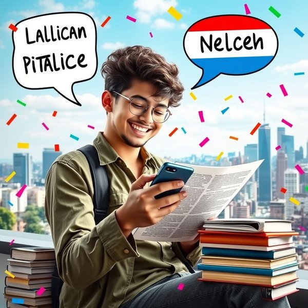 Entusiasta della Novità - Persoon die lacht terwijl hij een nieuwsbericht leest