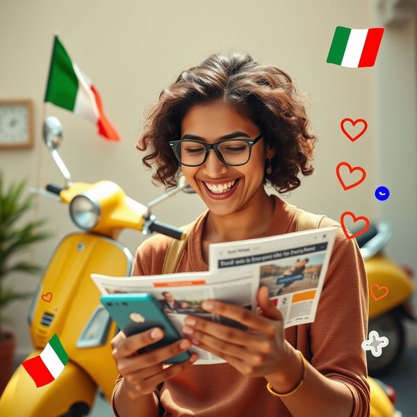 Entusiasta della Novità - Человек улыбается, читая новость