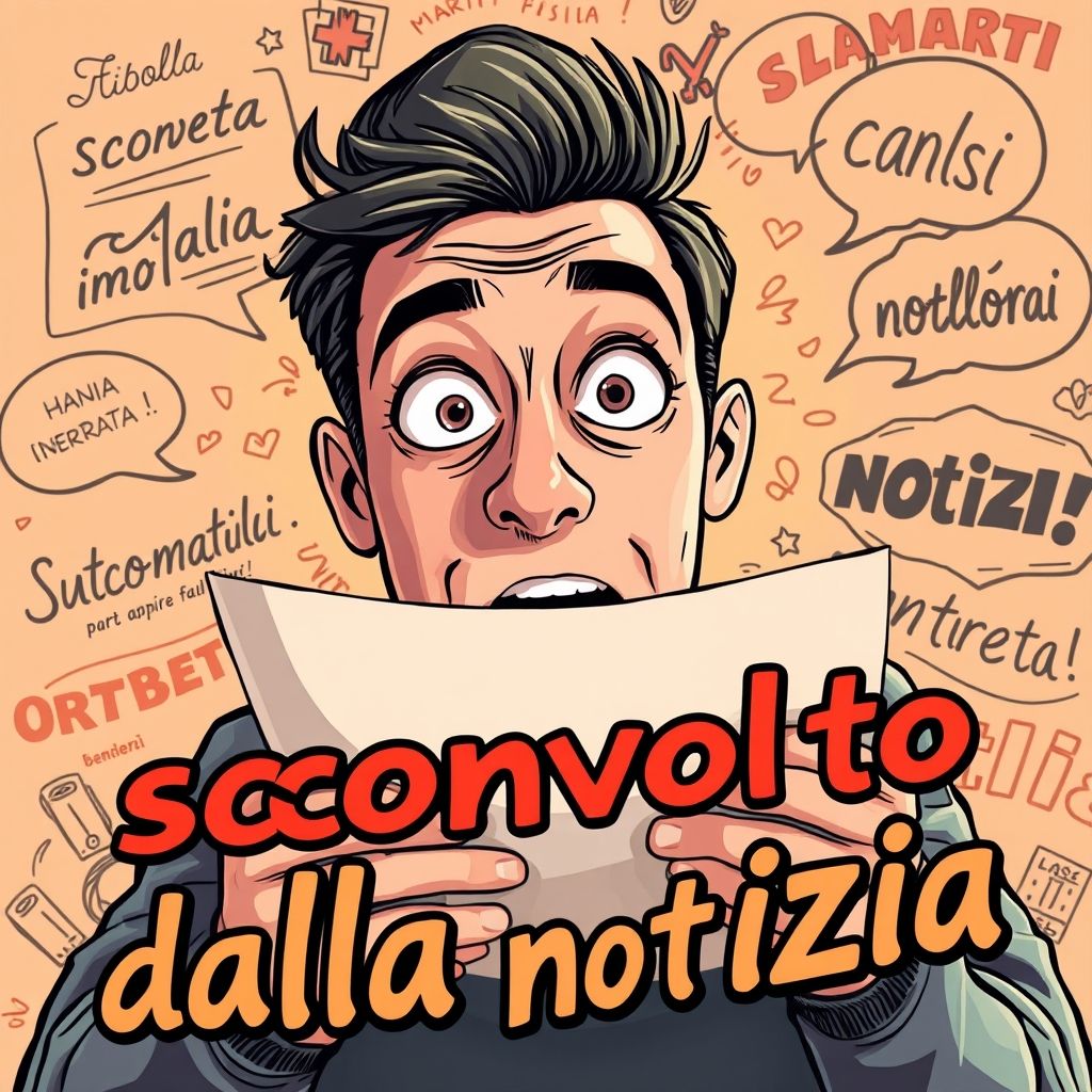 Sconvolto dalla notizia significado, gramática e uso natural em italiano
