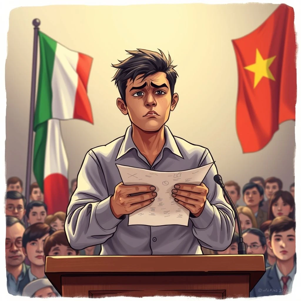 "Nervoso per il discorso" Ý nghĩa ngữ pháp và cách dùng thực tế