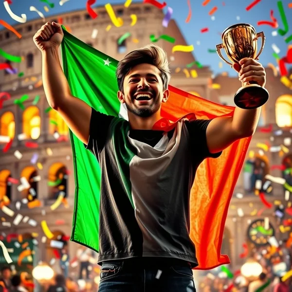felice per la vittoria