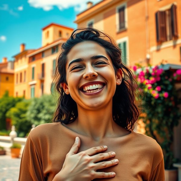 Sollevato dalla decisione : une personne souriante ressentant du soulagement