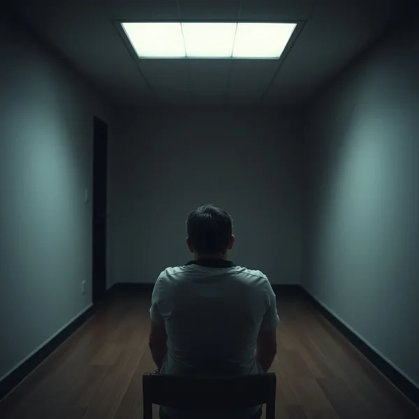 Turbato dal silenzio: Man reflecting in a silent environment