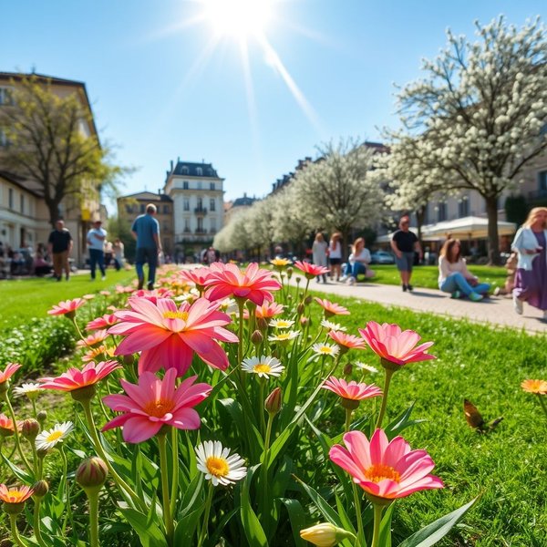 Maggio fa il mondo bello illustrato con fiori e sole