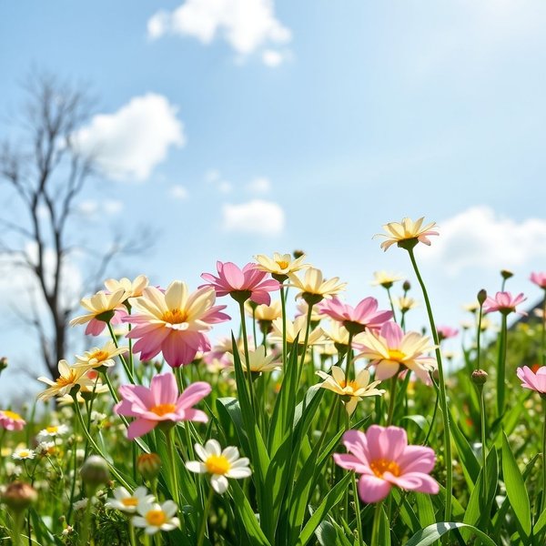 Maggio fa il mondo bello illustriert mit Blumen und Sonne