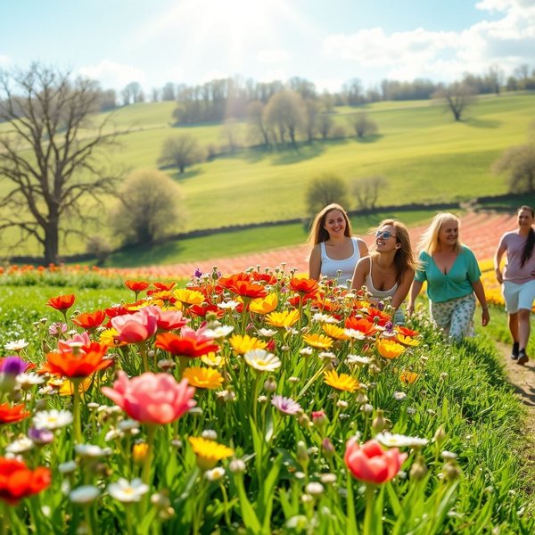 Maggio fa il mondo bello illustrato con fiori e sole