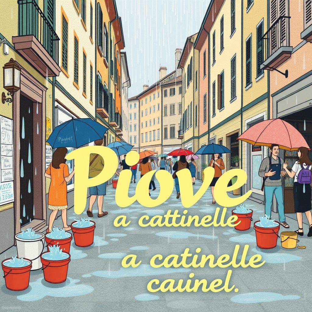 Piove a catinelle и как использовать фразеологизм в итальянском