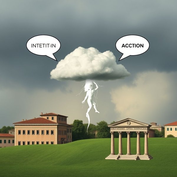 Illustration du proverbe Tra il dire e il fare c’è di mezzo il temporale