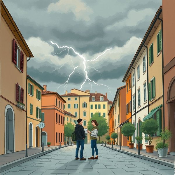 Иллюстрация пословицы Tra il dire e il fare c'è di mezzo il temporale