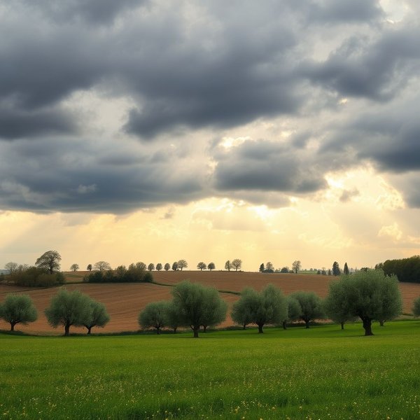 Bild: Ein sonniger Maitag, der bewölkt wird, um das Sprichwort Caldo di maggio dura poco e fa danno zu symbolisieren