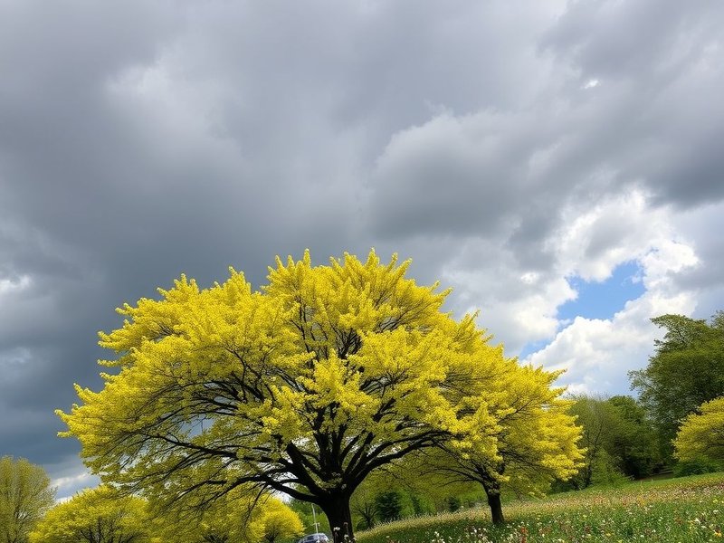 Imagen: Un día soleado de mayo que se vuelve nublado, simbolizando el proverbio Caldo di maggio dura poco e fa danno